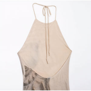 Damen Maxikleid – Halterneck, Einzigartiger Print, Strukturiert, Bodenlang, Leicht-83816-17241f35-fda6-46ca-8bd4-d260b848ab7b