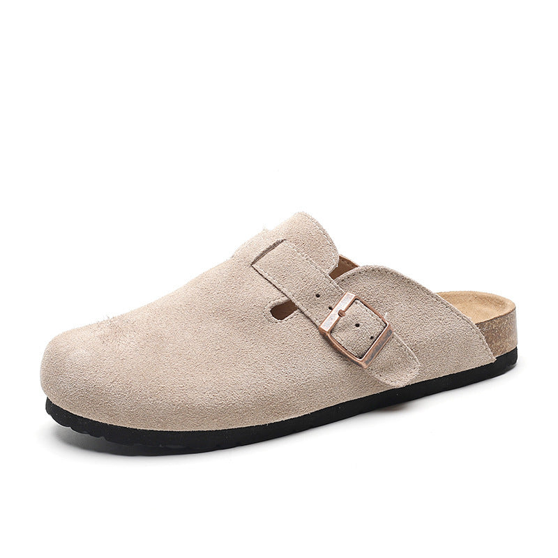 Damen Pantolette Wildleder Korkfußbett Offen Verstellbarer Riemen-82019-8a651c78-edc6-4394-b77b-cac6ee31eb9e