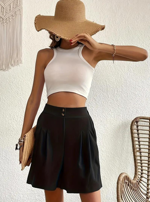 Damen Shorts – High-Waist, Plissiert, mit Taschen, Elegant, Vielseitig-82558-9c0cd8b3-3636-4aee-a99b-f1c6378e35e3