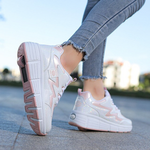 Rollschuh-Sneaker mit Rollen & Schnürung