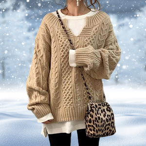 Damen Pullover – Grober Zopfstrick, V-Ausschnitt, Chunky Knit, Langarm-53262-efad0271-ea68-485c-995b-a6149e839b07