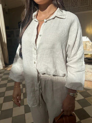 Damen Leinen Zweiteiler – Button-Down Hemd & Hose, lockere Passform-82126-a15c7c41-1828-43c7-ac0d-8868597baea5