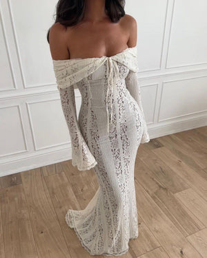 Damen Spitzenkleid Off-Shoulder Langarm Elegant-83555-a2e6c64d-df68-49a0-bee1-e422586e664f