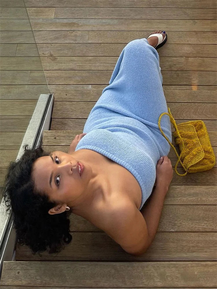 Damen Strickkleid Trägerlos Gestreift – Bequemes Sommerkleid für Freizeit & Urlaub-81460-addd1ef2-b43f-4696-bc27-408f688cfbcd