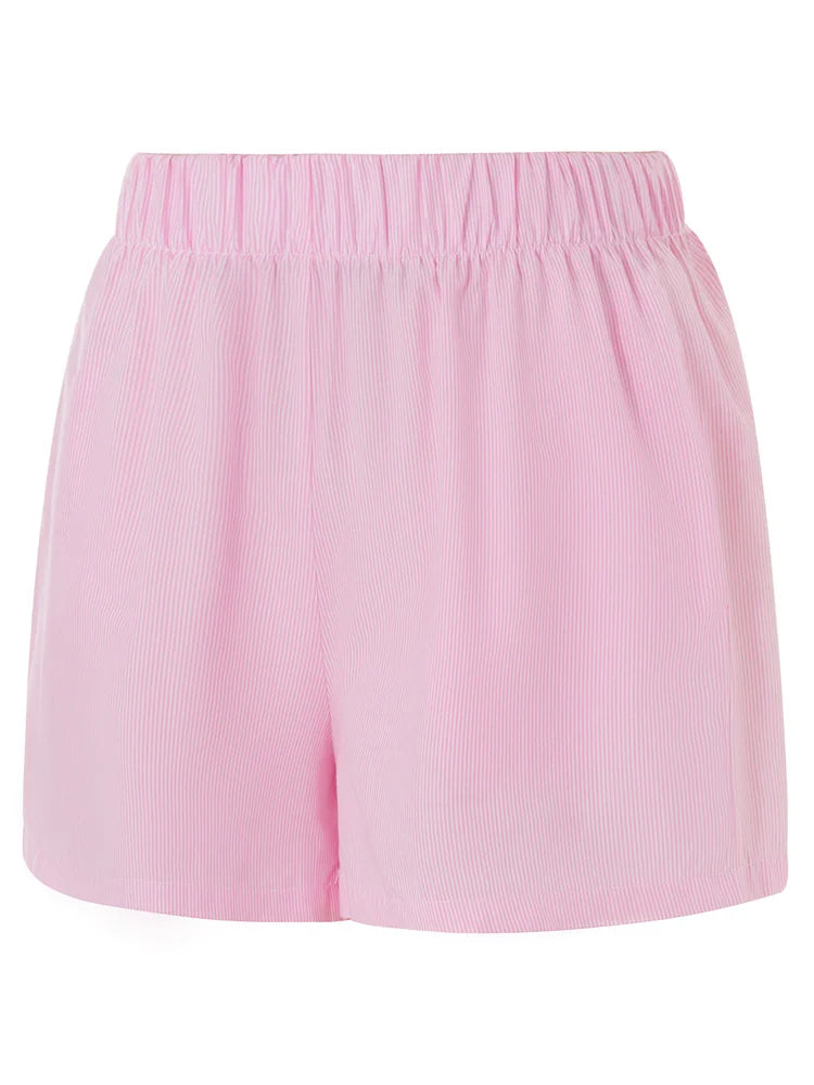 Damen Shorts – Gestreift, Baumwolle, Elastikbund, Klassischer Stil-81738-b1e43884-e248-43a4-9ed5-7d9b710c70a6