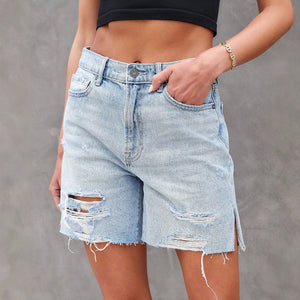 Damen Shorts – Distressed Denim, Seitenschlitze, Moderner Schnitt, AVA MODA-83378-ba7d56dd-1372-44fd-b562-c45fa8b0de7f