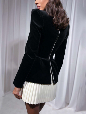 Samt Peplum Top mit Quadrat Ausschnitt