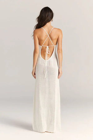 AVA MODA Damen Strick Maxi-Kleid – Offenes Design, Blumen-Cutouts, Spaghettiträger-83282-c84a1c7d-5055-47bd-89b4-73d7922995ae