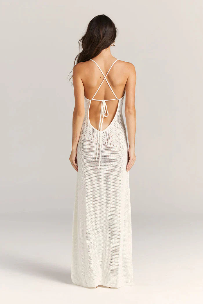 AVA MODA Damen Strick Maxi-Kleid – Offenes Design, Blumen-Cutouts, Spaghettiträger-83282-c84a1c7d-5055-47bd-89b4-73d7922995ae