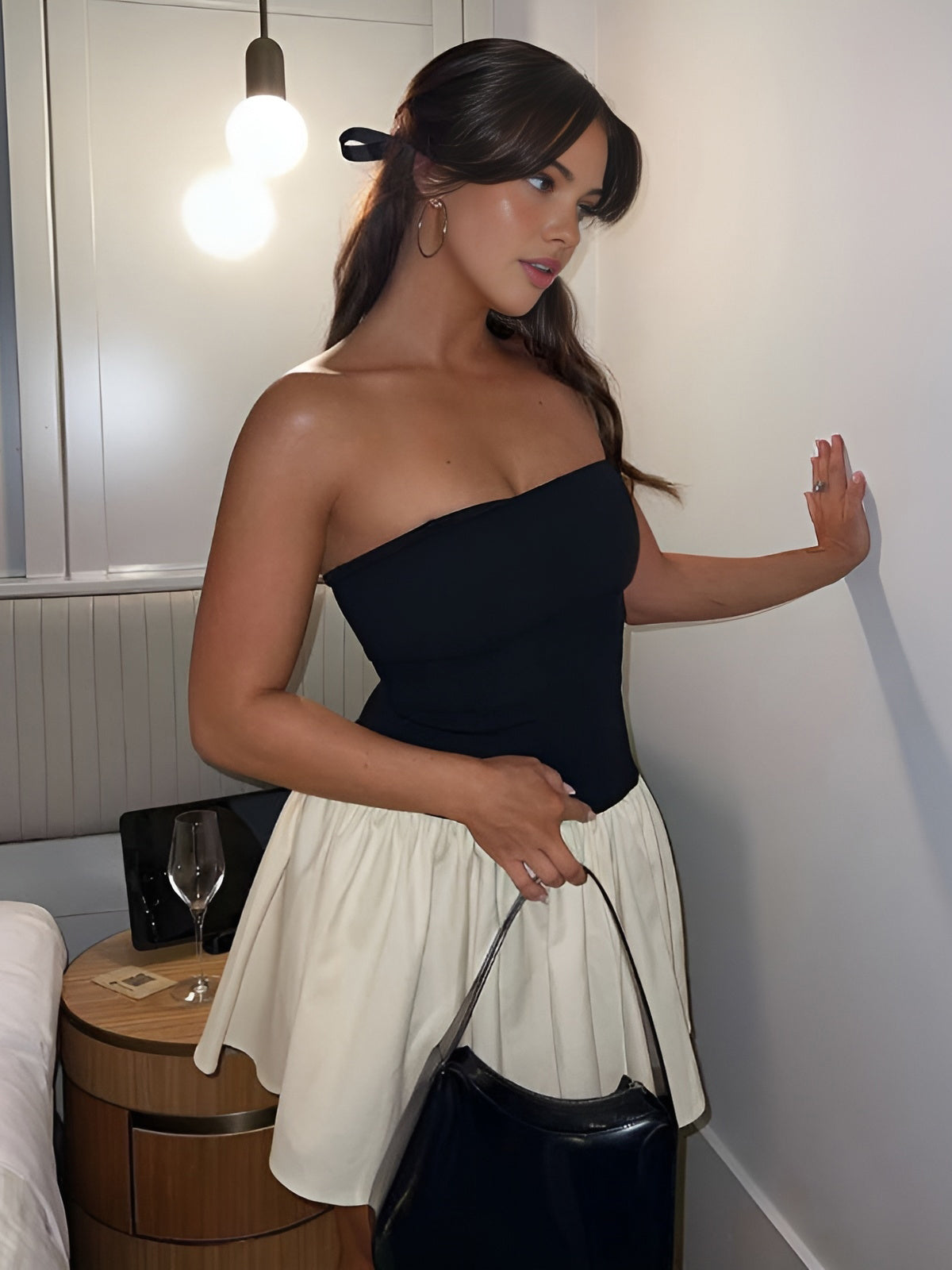 Damen Trägerloses Minikleid Fließender Rock Einfaches Design Sommer-Chic-81474-d943a59e-5054-4656-a16f-a26d7be2a7f2