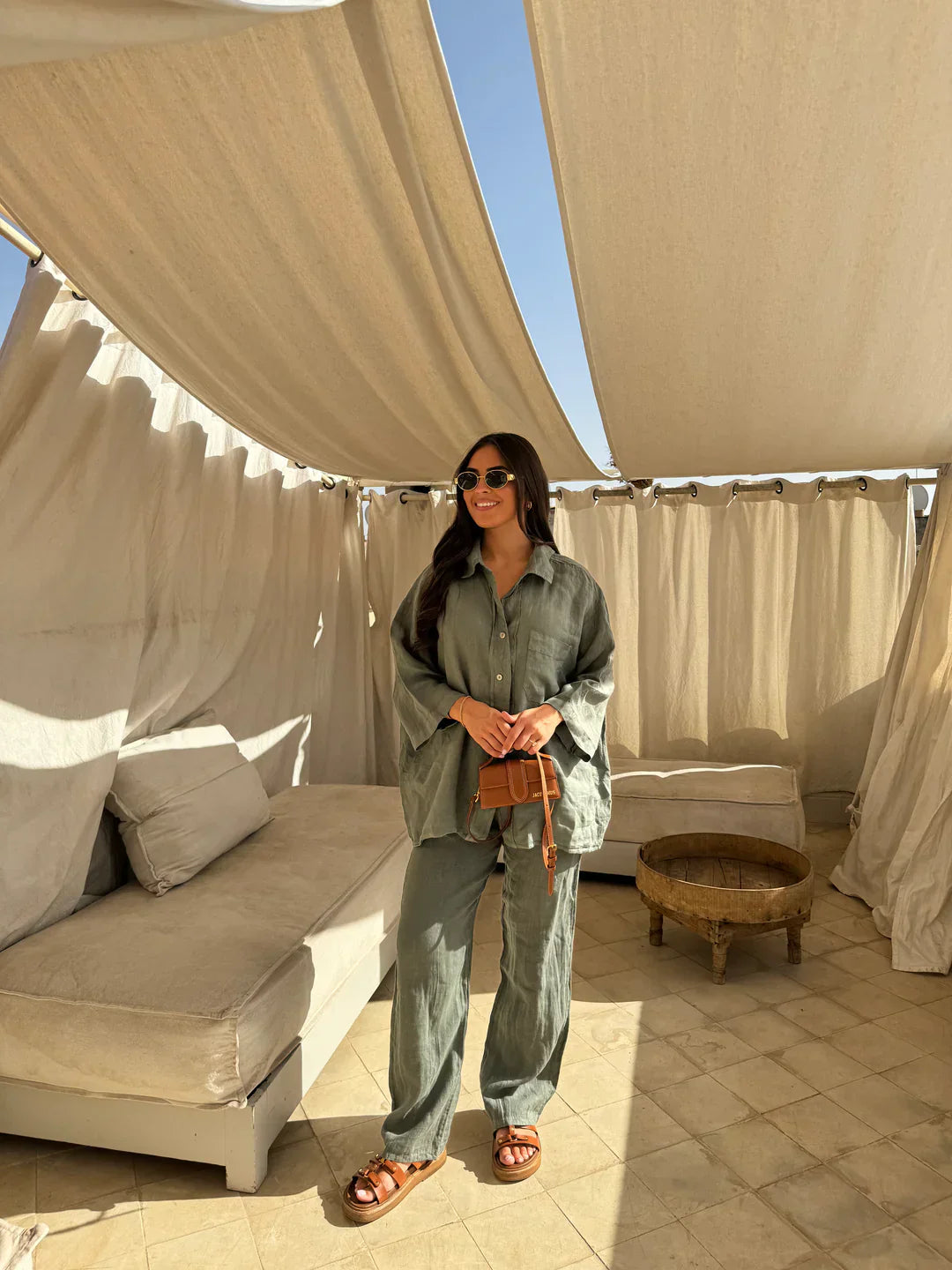 Damen Leinen Zweiteiler – Button-Down Hemd & Hose, lockere Passform-82126-e0997b0f-e546-4397-a191-3aeb6d759500