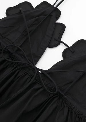 Flower Peplum Top - Halter Neck Detail