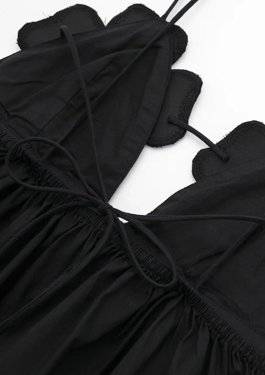 Flower Peplum Top - Halter Neck Detail