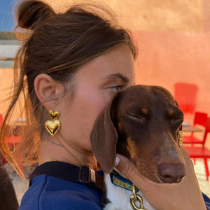 Herzförmige Ohrringe - Doppellagiges Design