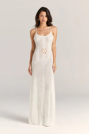 AVA MODA Damen Strick Maxi-Kleid – Offenes Design, Blumen-Cutouts, Spaghettiträger-83282-efe282fd-6612-4820-8f85-26d34dbbae6d