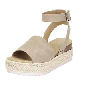 Plateausandalen mit gewebter Sohle