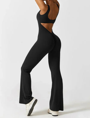 Damen Jumpsuit – Ärmellos, Offener Rücken, Schlaghose, Figurbetont, Dehnbar-83507-f7c97eb2-4e60-4155-8325-42f9f52ebe53