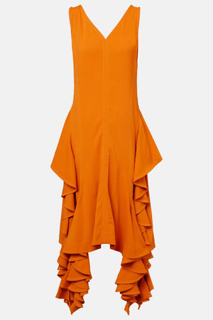 High-Low Kleid Orange - V-Ausschnitt